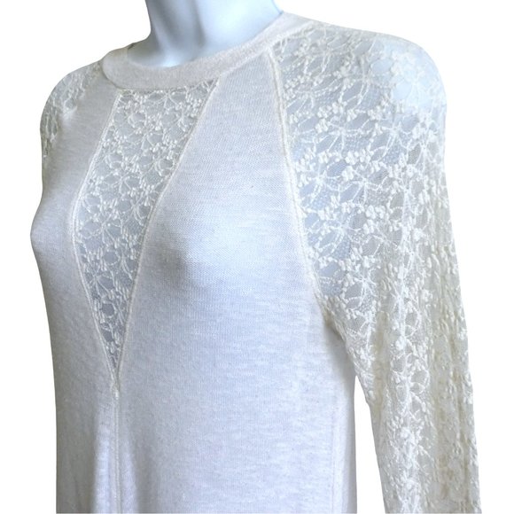 Intimately Free People Ivory No Limits Top Pieced Knit Lace Mock Neck S - Picture 3 of 6